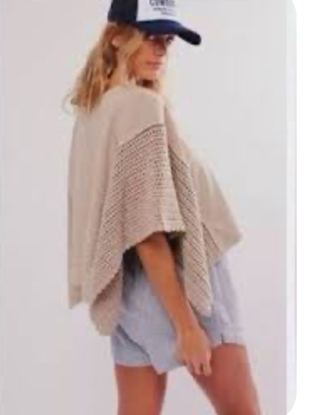 Free People Open Knit Poncho Sweater Size Small